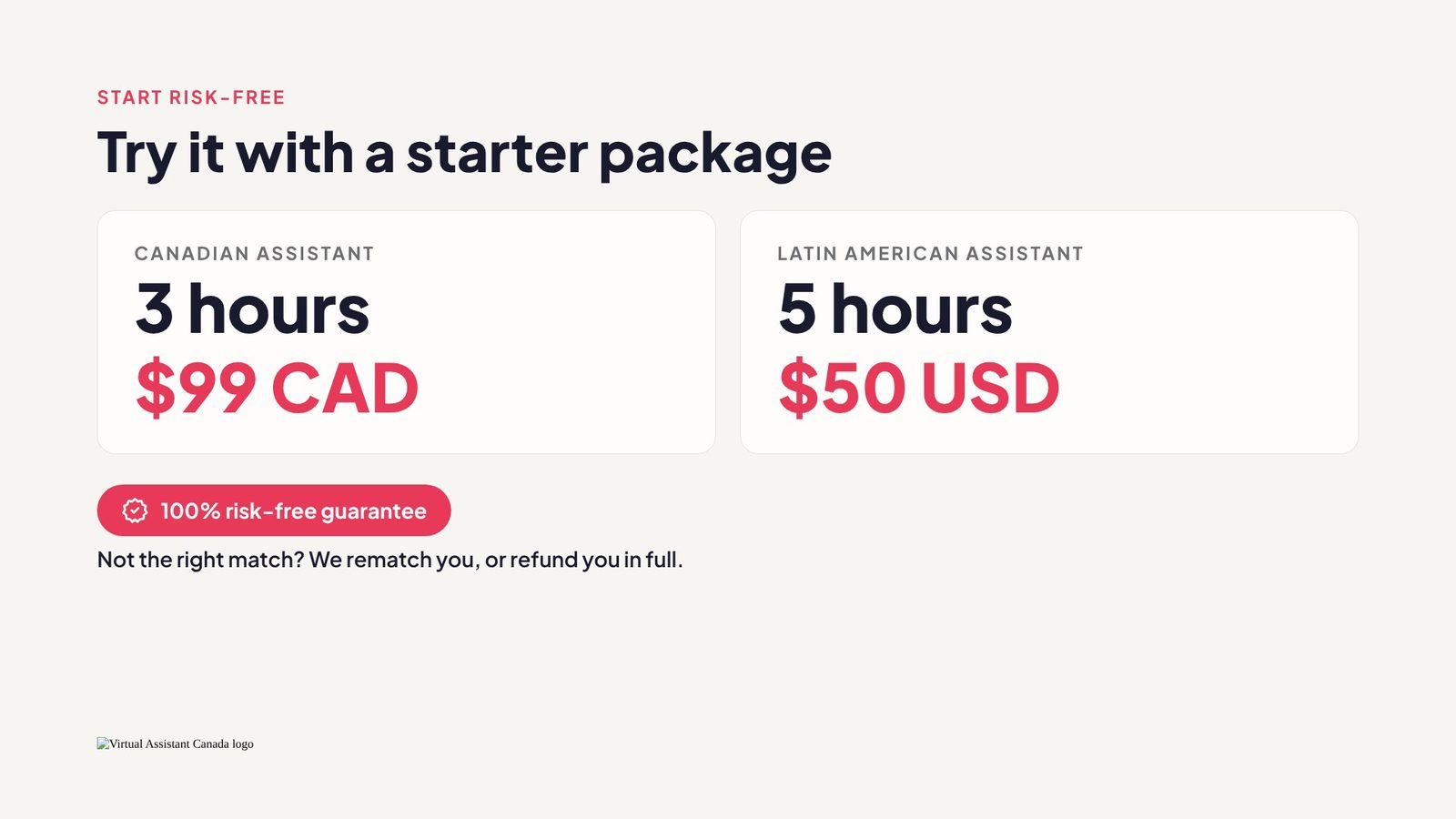 Start risk-free with a starter package